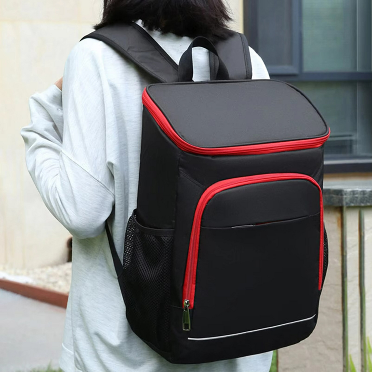 Picnic and camping backpack with insulated cooler box for hikes