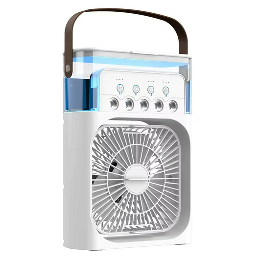 Portable cooling fan with three-in-one air cooler design