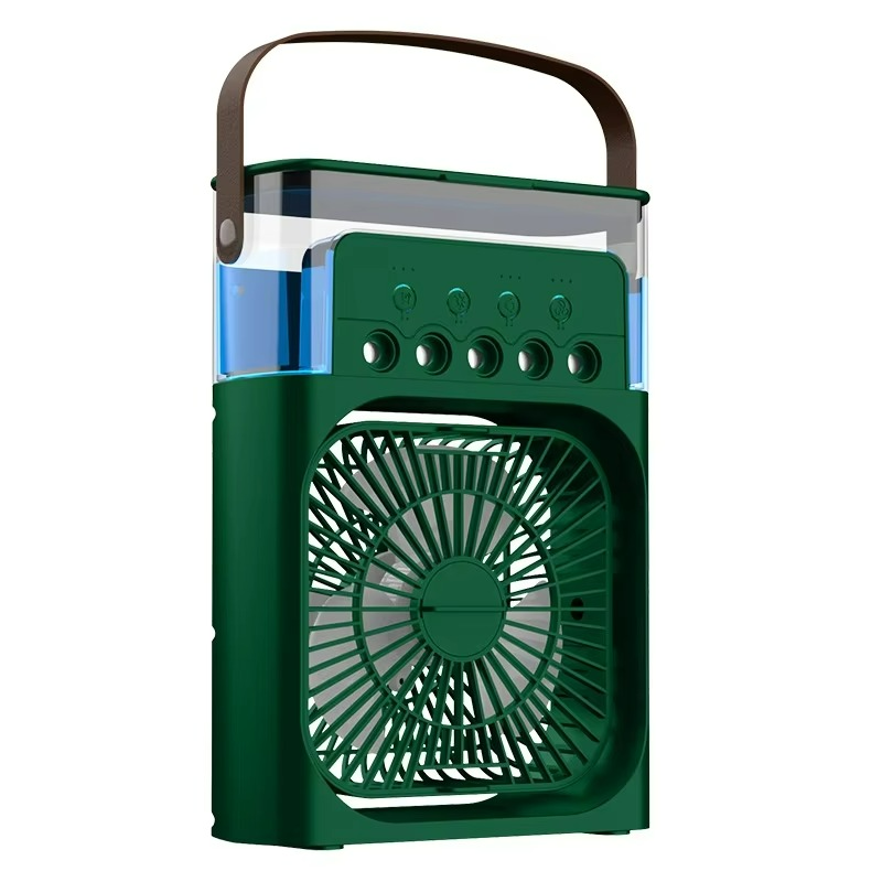 Portable cooling fan with three-in-one air cooler design
