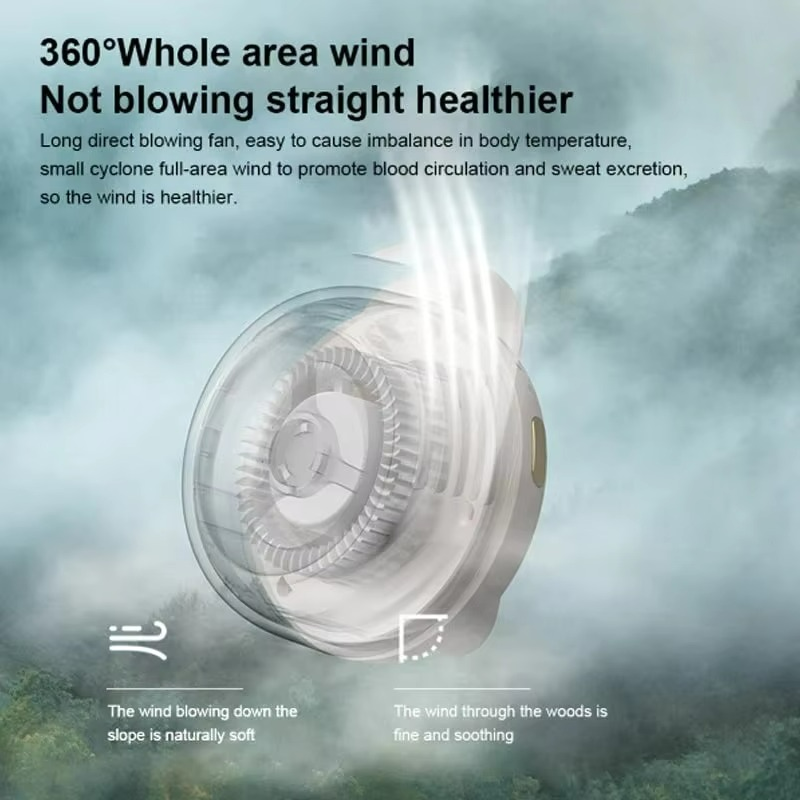 Clip-on whirlwind fan for neck and hip - portable cooling