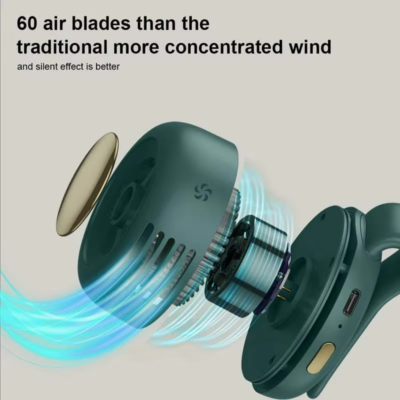 Clip-on whirlwind fan for neck and hip - portable cooling