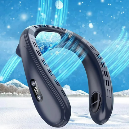 Outdoor neck fan with semiconductor cooling and rechargeable battery