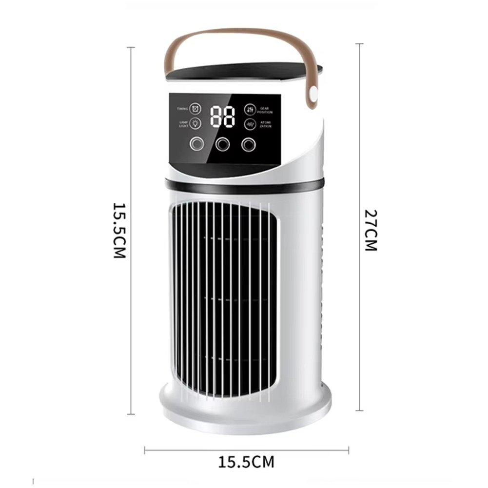 Portable water-cooled fan with humidifier for indoor use