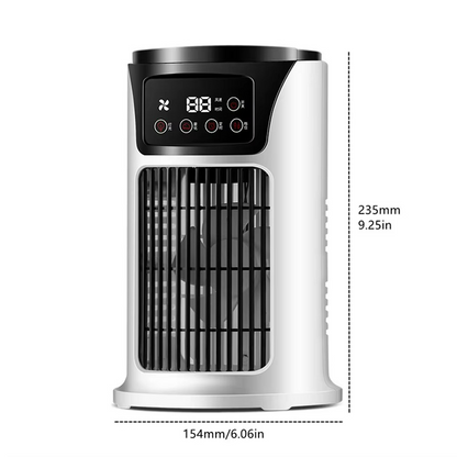 Portable water-cooled fan with humidifier for indoor use
