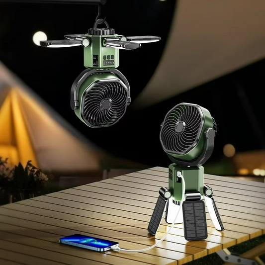 Outdoor camping fan with adjustable airflow and cooling function