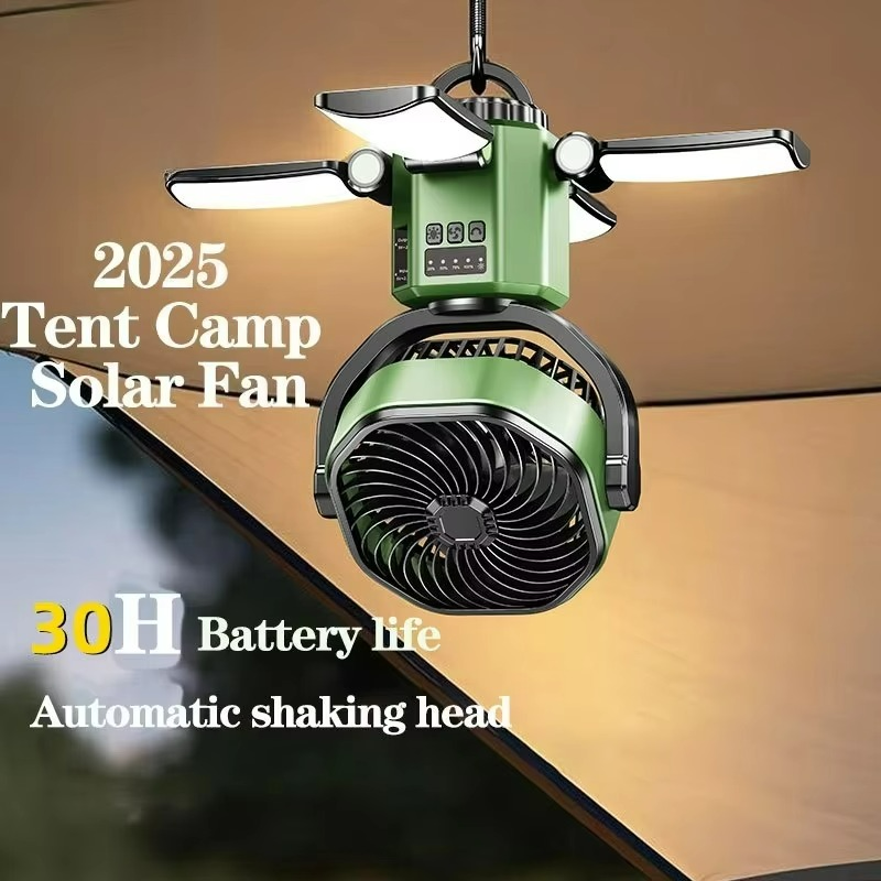 Outdoor camping fan with adjustable airflow and cooling function