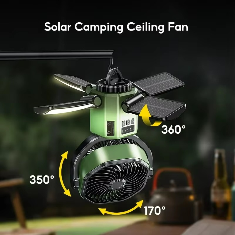 Outdoor camping fan with adjustable airflow and cooling function