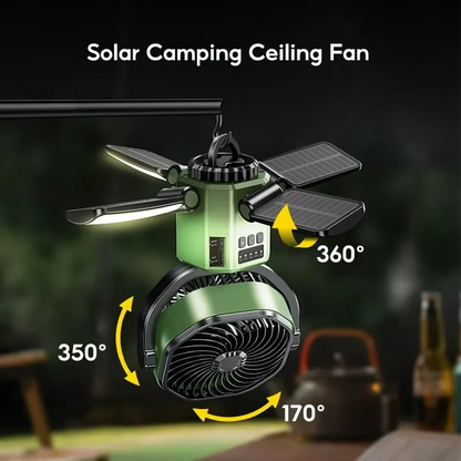 Outdoor camping fan with adjustable airflow and cooling function