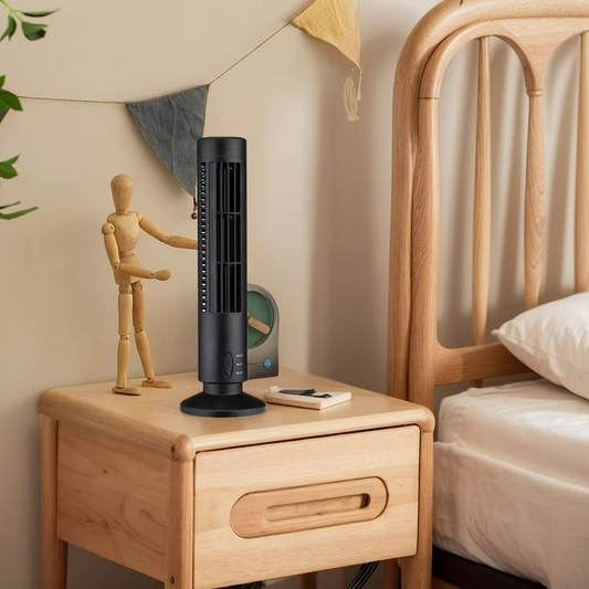 Electric bladeless table fan with tower design