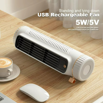 USB Rechargeable Tower Fan Compact Portable Air Cooler