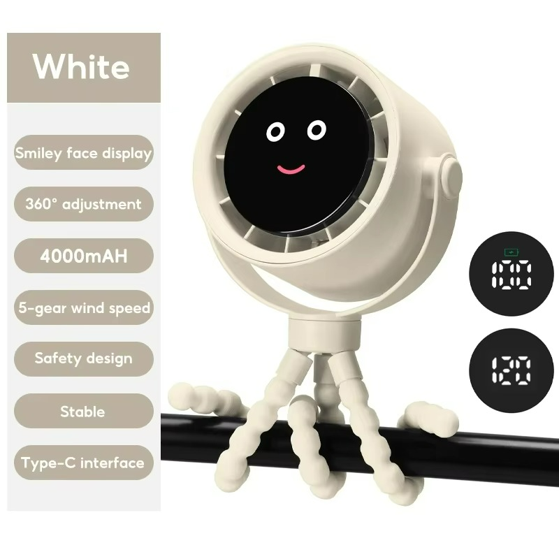 Portable octopus fan in handheld design with rechargeable USB battery