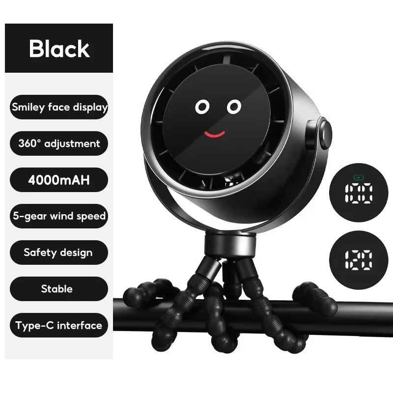 Portable octopus fan in handheld design with rechargeable USB battery