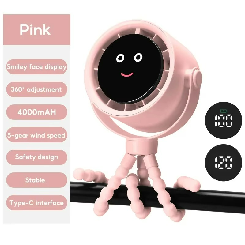 Portable octopus fan in handheld design with rechargeable USB battery