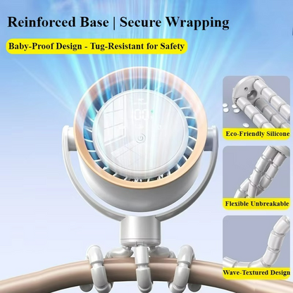 Portable octopus fan in handheld design with rechargeable USB battery