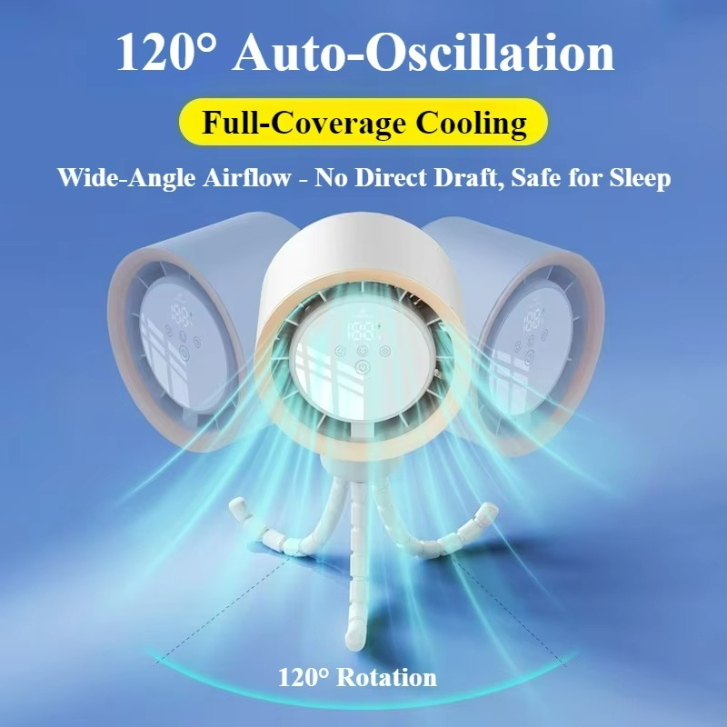 Portable octopus fan in handheld design with rechargeable USB battery