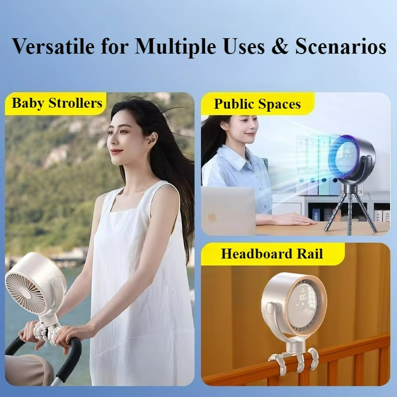 Portable octopus fan in handheld design with rechargeable USB battery