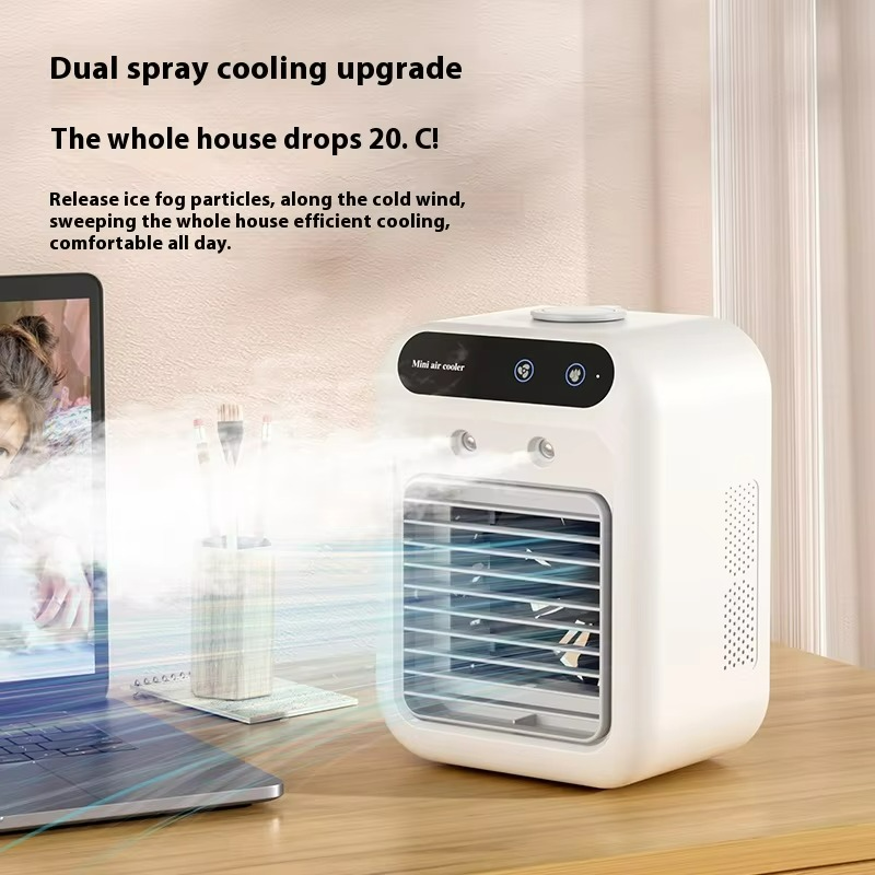 Mini air cooler fan with water cooling and rechargeable battery