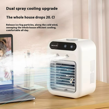 Mini air cooler fan with water cooling and rechargeable battery