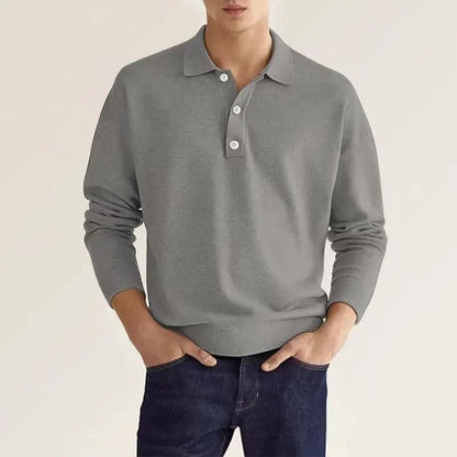 Herren Poloshirt Langarm Schwarz Größe M Baumwolle-2