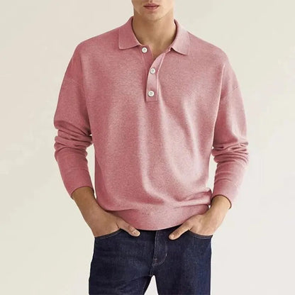 Herren Poloshirt Langarm Schwarz Größe M Baumwolle-6