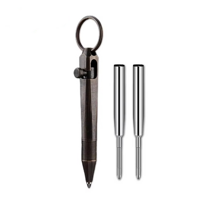 Mini caneta de ação por parafuso em latão | Caneta tática chaveiro para escritório, escola e autodefesa