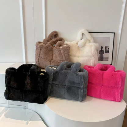 Mala de ombro de peluche para senhora – Alta capacidade, mala de ombro macia para ocasiões elegantes