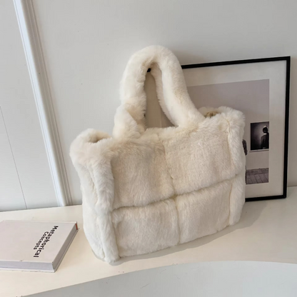 Mala de ombro de peluche para senhora – Alta capacidade, mala de ombro macia para ocasiões elegantes