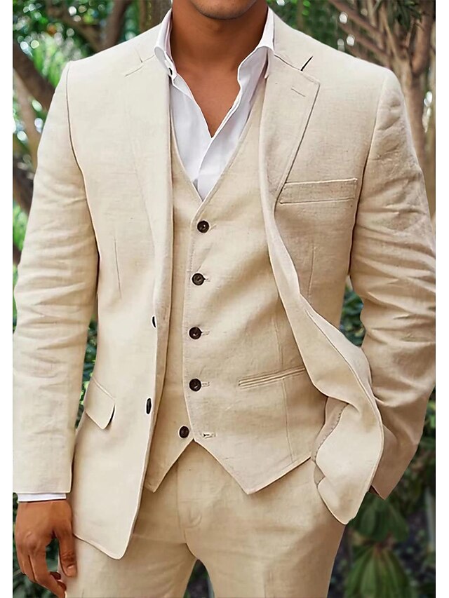Dreiteiliges Leinen-Set für Herren: Blazer, Weste und Hose | Leicht, atmungsaktiv & stilvoll