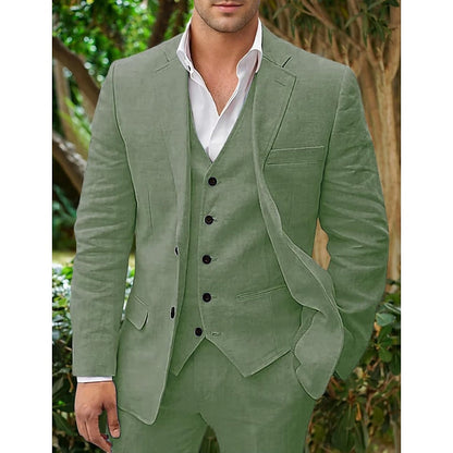 Dreiteiliges Leinen-Set für Herren: Blazer, Weste und Hose | Leicht, atmungsaktiv & stilvoll