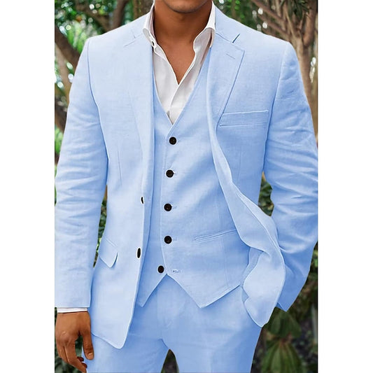 Dreiteiliges Leinen-Set für Herren: Blazer, Weste und Hose | Leicht, atmungsaktiv & stilvoll