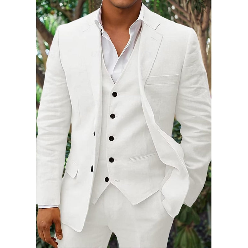Dreiteiliges Leinen-Set für Herren: Blazer, Weste und Hose | Leicht, atmungsaktiv & stilvoll