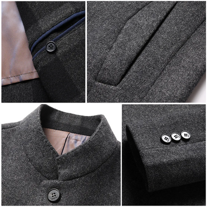 Herrenmantel Lang Schwarz Wasserdicht Atmungsaktiv Steppung Polyester-5