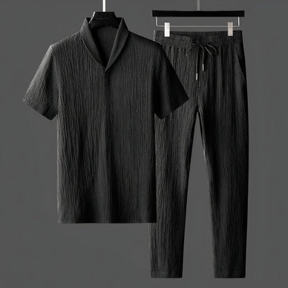 Herren Baumwollset Schwarz Größe M Atmungsaktiv Elegant-2