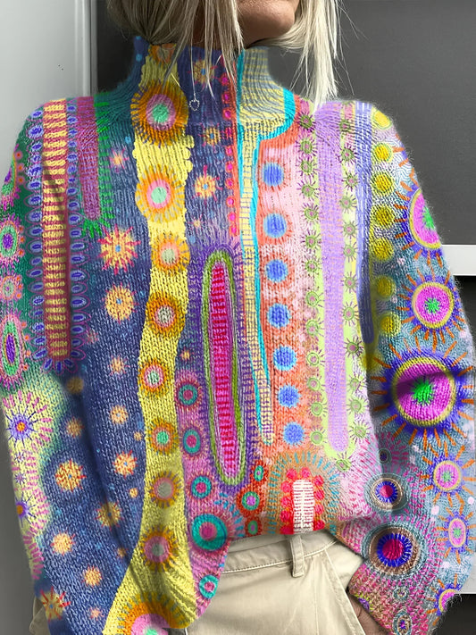Color Play Turtleneck Sweater | Colorful sweater for style and comfort