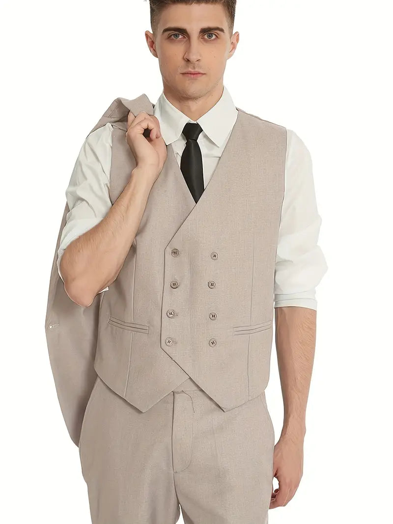 Men's Suit Black 3-Piece Size M Polyester-2