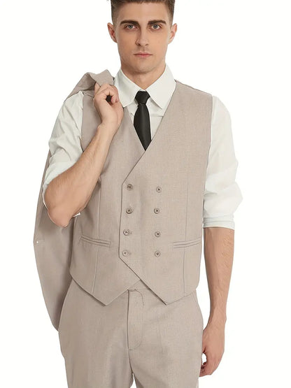 Men's Suit Black 3-Piece Size M Polyester-2