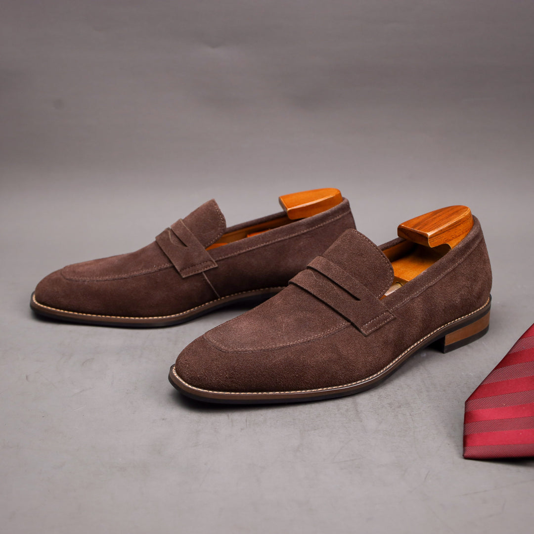Luxuriöse Herren Slipper aus Wildleder | Elegante Slip-On Schlupfschuhe für Komfort-4