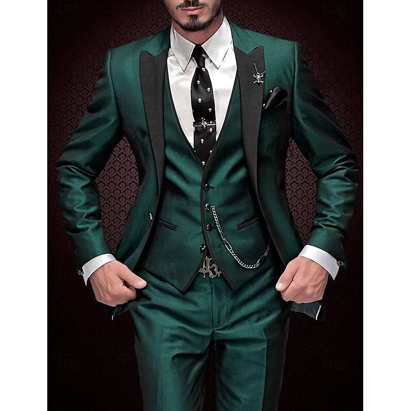 Variant image for Men's Three-Piece Linen Suit Grey Size M Elegant Blazer Vest Pants-9