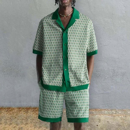 Herren Set Blau Größe M Baumwolle Hemd und kurze Hose für Männer-1