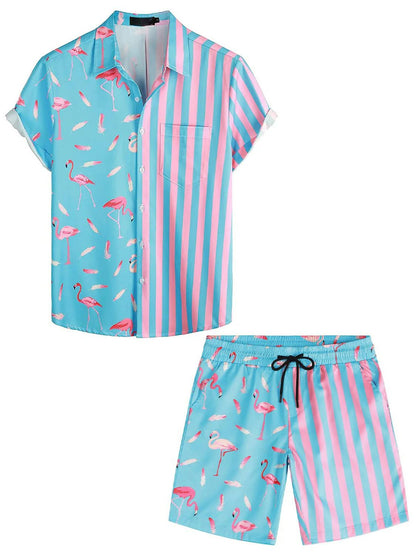 Variant image for Herren Set Hemd und Shorts Blau Größe M Baumwolle - Stilvolles Outfit für Männer-1