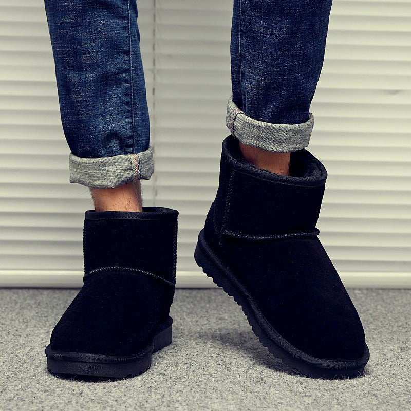 Damskie ultra mini botki na platformie – brązowe botki z ciepłym futerkiem na przytulną zimę