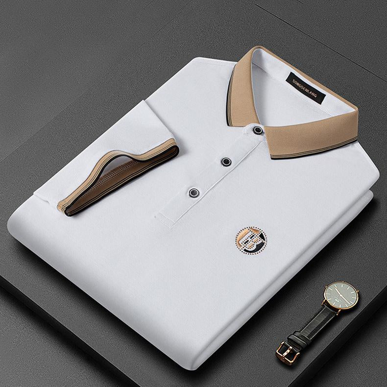Herren Poloshirt Bestickt Moderne Passform Baumwolle Elegante Freizeitmode-5