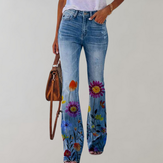 Kjellfrid – Women's flare pants with lively prints – Stylish, comfortable & versatile