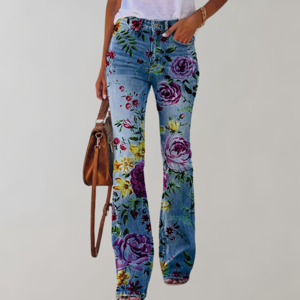 Kjellfrid – Women's flare pants with lively prints – Stylish, comfortable & versatile