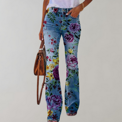 Kjellfrid – Women's flare pants with lively prints – Stylish, comfortable & versatile