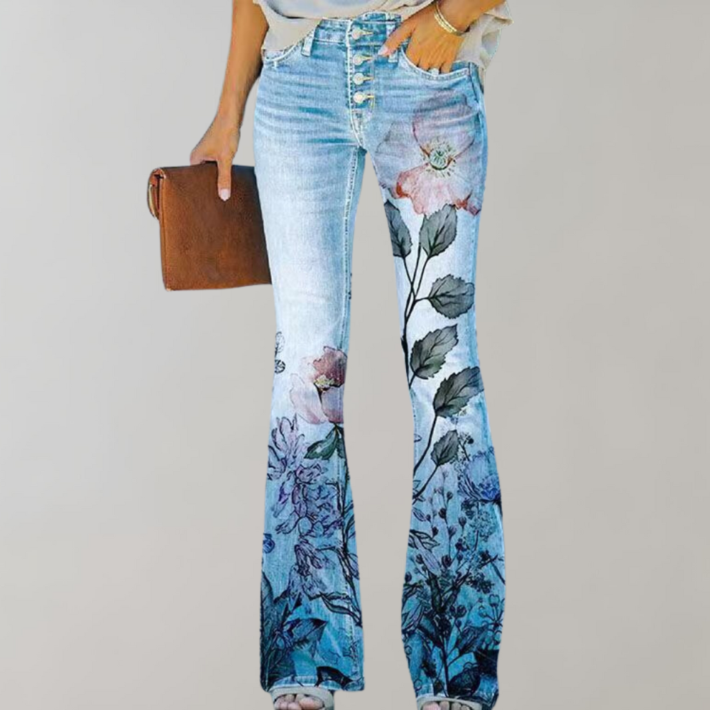 Kjellfrid – Women's flare pants with lively prints – Stylish, comfortable & versatile