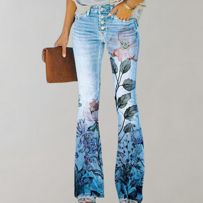 Kjellfrid – Women's flare pants with lively prints – Stylish, comfortable & versatile