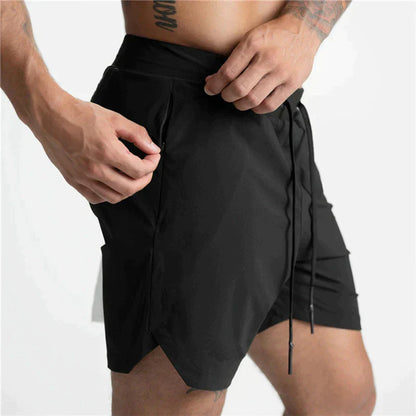 Herren Sportshorts Atmungsaktiv Leicht Mit Reißverschlussfächern Elastischer Bund-3