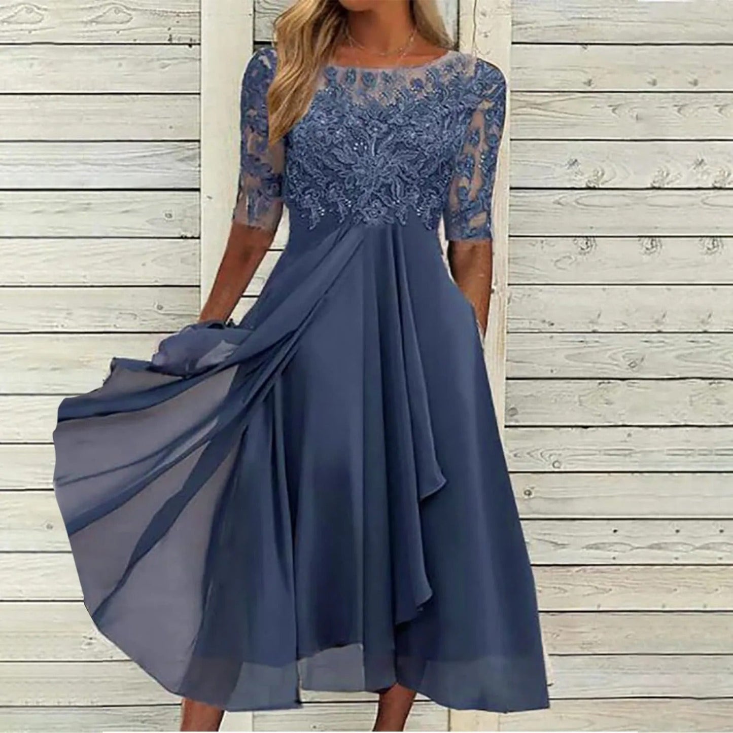 Margarete – Vestido elegante de renda para senhora – intemporal, feminino e perfeito para ocasiões especiais