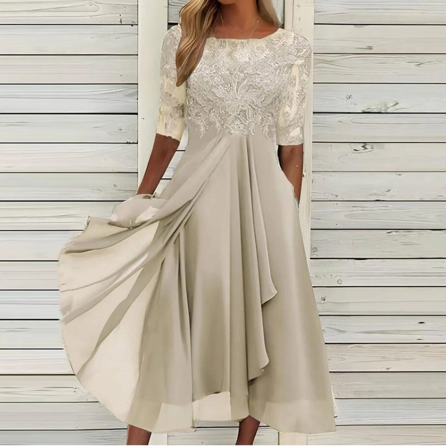 Margarete – Vestido elegante de renda para senhora – intemporal, feminino e perfeito para ocasiões especiais